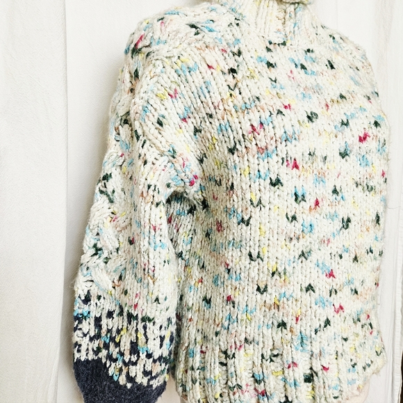 Anthropologie Gaia Sweater XXS COZY Blue Chunky Knit Confetti NWT Mock Neck - Picture 3 of 11